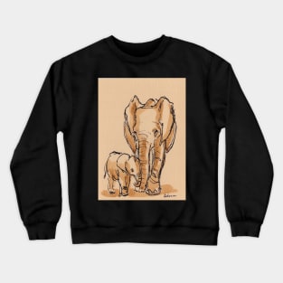 Mama & Baby - Elephant Watercolor Painting #1 Crewneck Sweatshirt